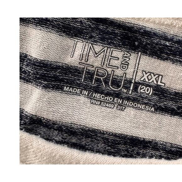 Time and Tru XXL 20 Hacci Knit Blue Cream Stripe Rayon Polyester Blend Top - Picture 5 of 10